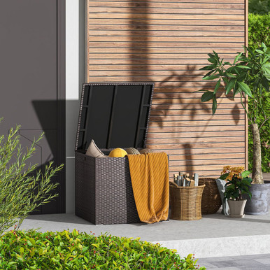 72-Gallon Rattan Outdoor Storage Box with Liner
