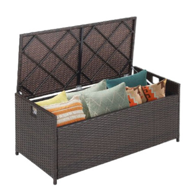 34-Gallon Wicker Storage Deck Box with Cushion