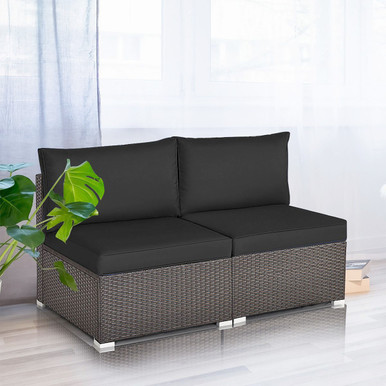 Photos - Garden Furniture Goplus 2-Piece Patio Rattan Armless Sofa Sectional Furniture Set HW68687DK