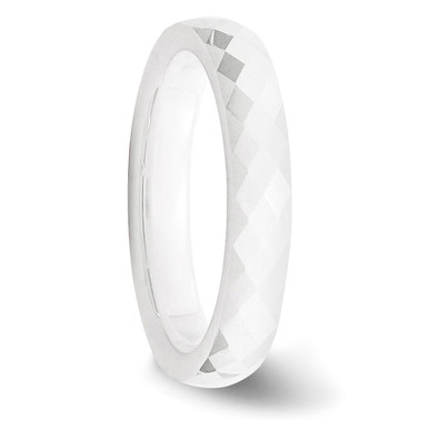 Photos - Ring Private Label Ceramic White Faceted Band - Size 8 CER45-8