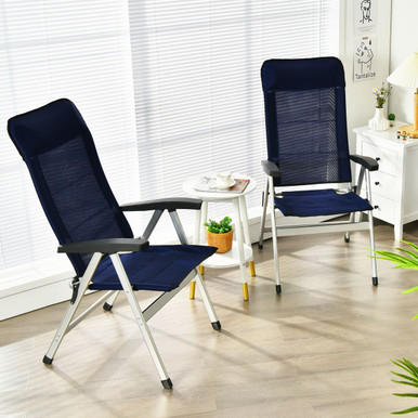 Photos - Garden Furniture Goplus Patio Dining Chairs with Adjust Portable Headrest  OP70732NY-2 (Set of 2)