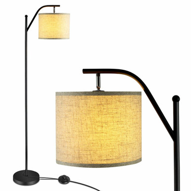 Standing Arc Modern Floor Lamp with Fabric Hanging Lamp Shade