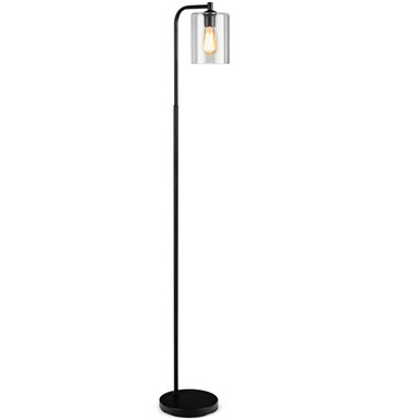 Industrial Floor Lamp with Glass Shade