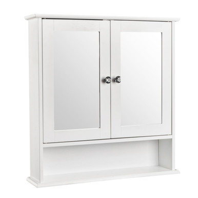 Mirrored Bathroom Medicine Cabinet, Wall-Mounted Bathroom Shelf, White