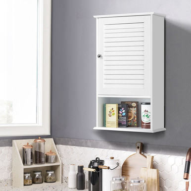 Bathroom Wall-Mounted Storage Cabinet with Single Door & Height-Adjustable Shelf
