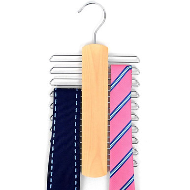 Natural Wooden Tie Hanger & Belt Rack