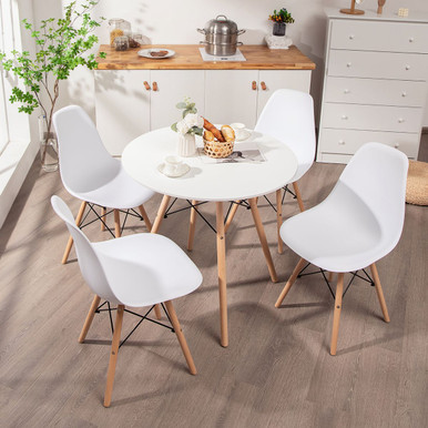 5-Piece Modern Round Dining Room Table with Solid Beech Wood Legs