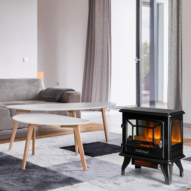 17-Inch Freestanding Electric Stove Fireplace Heater with 3-Side View