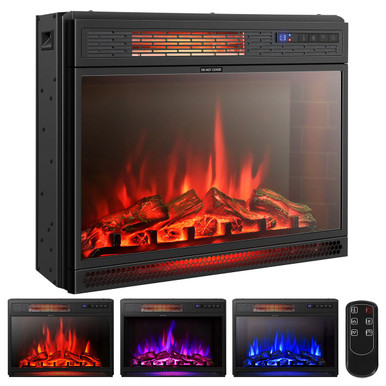 Photos - Electric Fireplace Goplus 25-Inch Electric Freestanding & Recessed Fireplace with Remote FP10