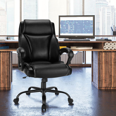 Big & Tall Adjustable High Back Leather Office Chair, 400-Pound Capacity