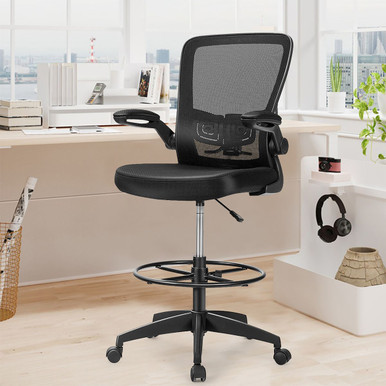 Height-Adjustable Drafting Chair with Flip-up Arms