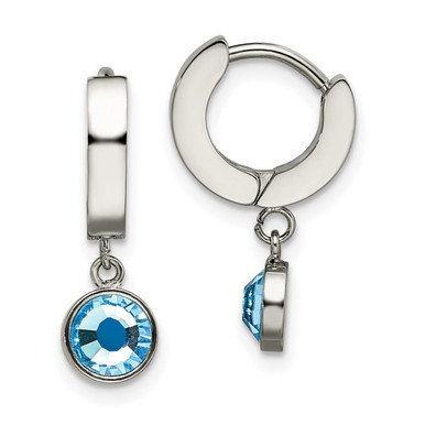 Photos - Earrings Private Label Stainless Steel Dangle Hoop  with Blue Preciosa Crys