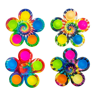 Tie-Dye Fidget Spinner Popper Toy (4 Pack)