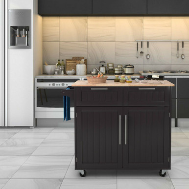 Kitchen Island Cart Rolling Storage Trolley with Towel Rack and Drawer
