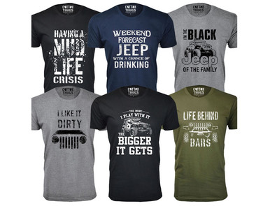 Men's Jeep T-Shirts - Men's Awesome Jeep Joke T-Shirts - Having A Mud Life Crisis - Navy / L