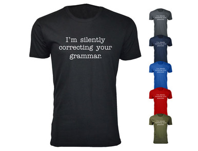 Men’s "I Am Silently Correcting Your Grammar" T-Shirt - Navy / S