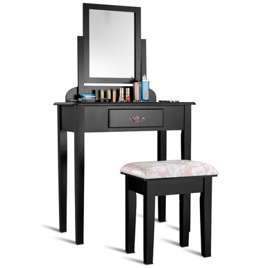 Makeup Vanity Table with Square Stool