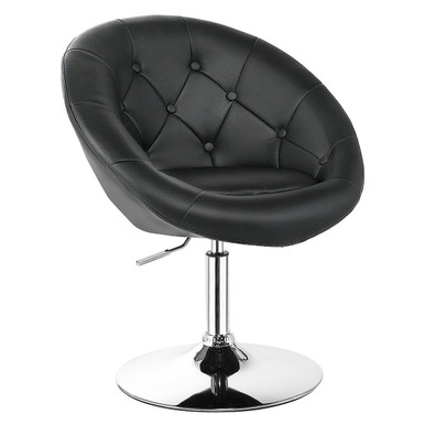 Adjustable PU Leather Swivel Chair with Round Tufted Back
