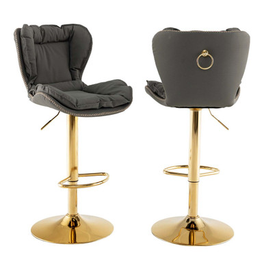 2-Piece Leathaire Adjustable and Padded Bar Stool Set