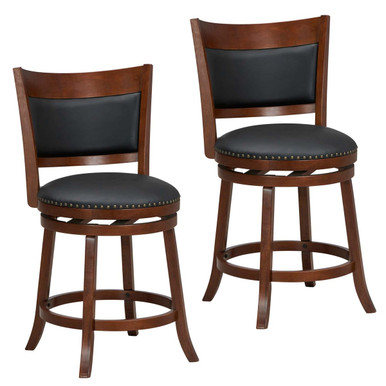 Photos - Chair Costway Wide Cushioned Counter Height Swivel Bar Stools  JV11226BN (2-Pack)