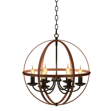 Photos - Chandelier / Lamp Costway Rustic Vintage 6-Light Orb Chandelier with Bronze Finish EP24536US 