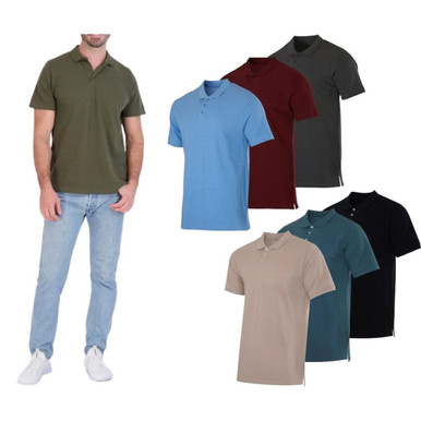 Men's Cotton Pique Short Sleeve Polo Shirts (3-Pack) - Small