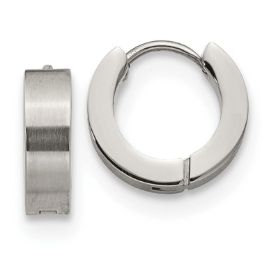Photos - Earrings Private Label Brushed and Polished Stainless Steel Hinged Hoop  SR