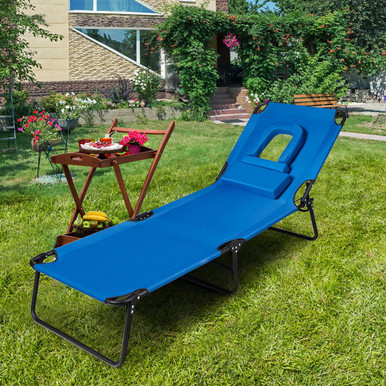 Beach Chaise Lounge with Face Hole and Removable Pillow
