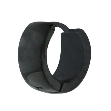 Men's 7mm Polished Black Stainless Steel Hoop Huggie Earring