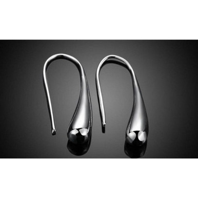 Sterling Silver-Plated Water Drop Hook Earrings