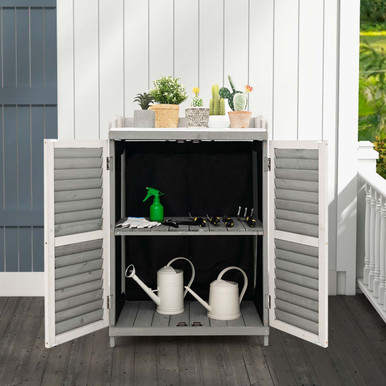 Photos - Plant Stand Costway Garden Potting Bench Table with 2 Storage Shelves & Metal Tabletop 