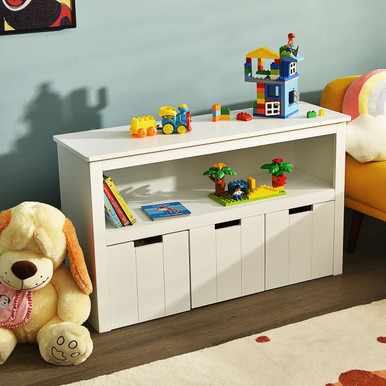 Kids' Toy Storage Cabinet 3-Drawer Chest with Wheels