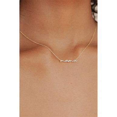 Gold Tiny Mama Script Necklace