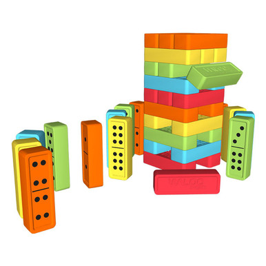 Photos - Sorting & Stacking Toys Waloo Jumbo Reversible Tumbling Tower & Dominoes Set by Waloo® S-10141