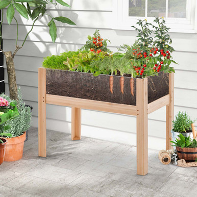 30-Inch Wooden Raised Garden Bed with Transparent Sides