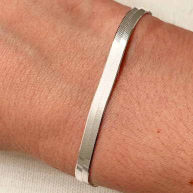 8Inch Silver Herringbone Bracelet