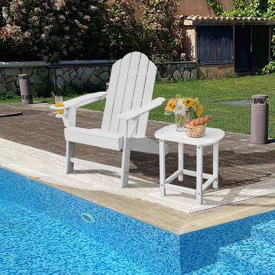 Photos - Garden Furniture Costway Outdoor Adirondack Chair with Built-in Cup Holder for Backyard Por 