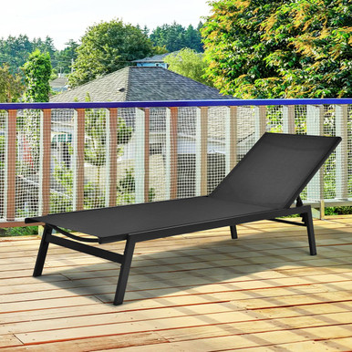 Outdoor Reclining Chaise Lounge Chair with 6-Position Adjustable Back