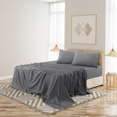 4-Piece Solid Microfiber Deep Pocket Bedding Sheet Set