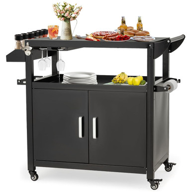 Outdoor Grill Cart with Storage Cabinet