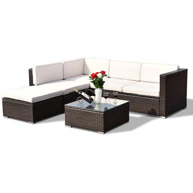 Goplus 6-Piece Outdoor Patio Rattan Furniture Set