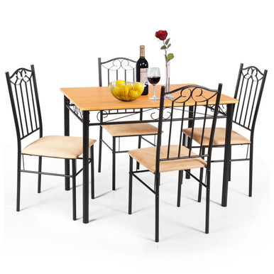 Wood and Metal 5-Piece Dining Set