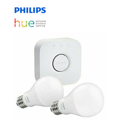 Philips® Hue White A19 60W Equivalent Dimmable LED Smart Light Bulb Starter Kit