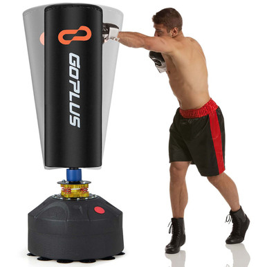 Costway Freestanding Punching Bag with Stand Suction Cup Base 5-layer Construction Adults - Black