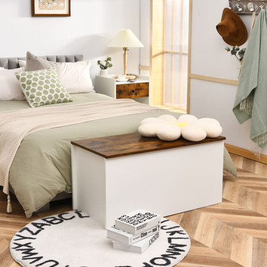 Flip-Top Storage Chest with Self-Hold Cover and Pneumatic Rod