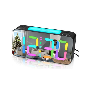RGB Digital Mirror Alarm Clock with 7-Inch LED Display-image-SKU11503185
