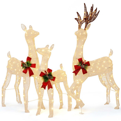 3-Piece Pre-lit Christmas Reindeer Family with 230 Warm White LED Lights