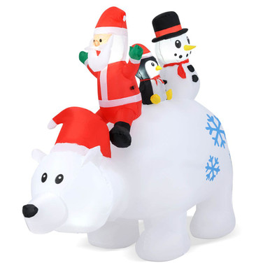 6-Foot Christmas Inflatable with Lights - Animated Santa, Penguin, and Snowman