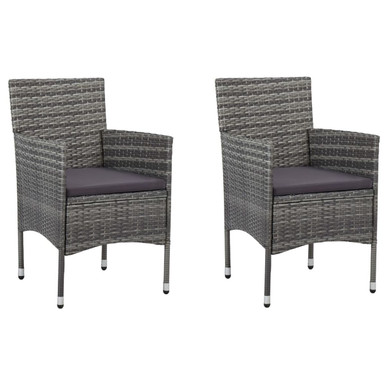 Patio Dining Chairs 2 pcs Poly Rattan Gray