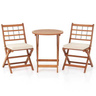 3-Piece Acacia Wood Patio Bistro Set with Table and Chairs